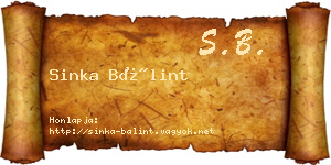 Sinka Bálint névjegykártya